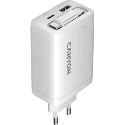 Зарядное устройство Canyon 1xUSB-C PD65W + 1xUSB QC3.0 + cable USB-C to USB-C white (CNS-CURC65ACW) Винница - изображение 9