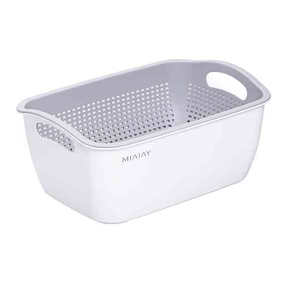 Корзина-друшлак 2 в 1 для мытья овощей, фруктов и зелени 29.5×21×11 (см) Белый HP-45-6W Киев