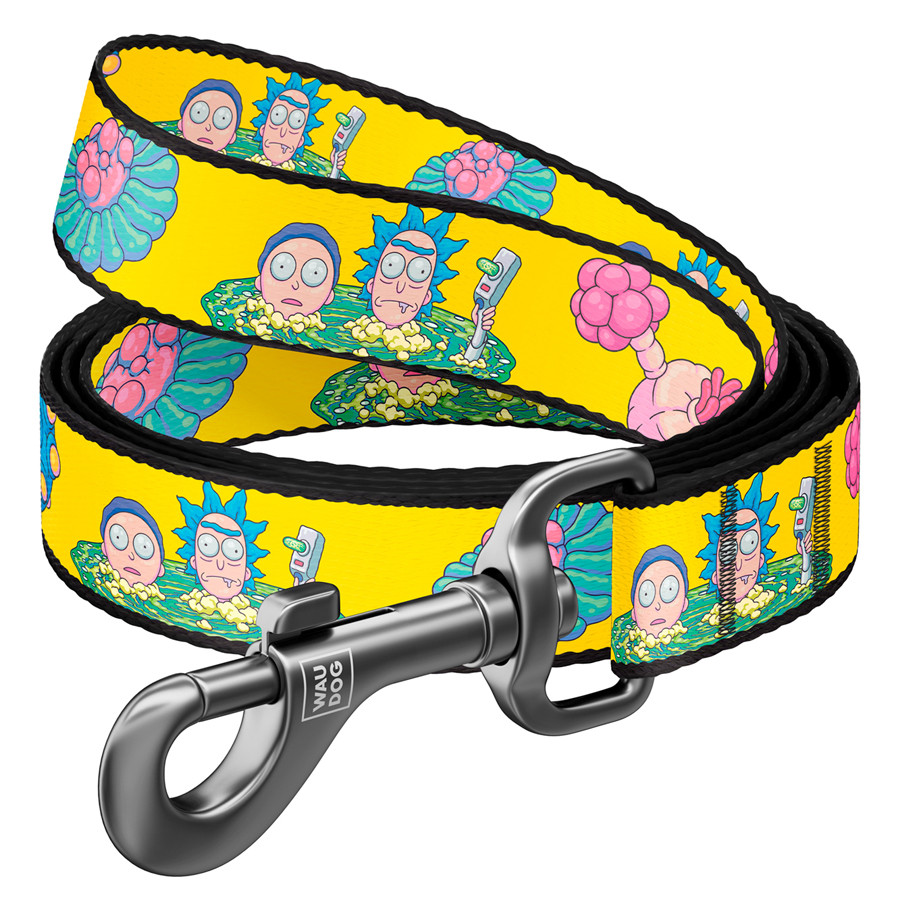 Повідець для собак нейлоновий WAUDOG Nylon, малюнок "Рік та Морті 1", L-XXL, Ш 25 мм, Дл 122 см Коломия - фото 1