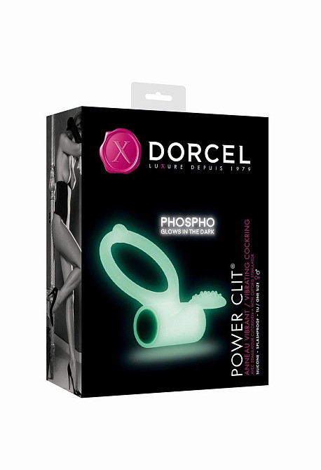 Ерекційне кільце Dorcel Power Clit White PHOSPHO з вібрацією, біле, світиться в темряві Sex Aura Київ - фото 2