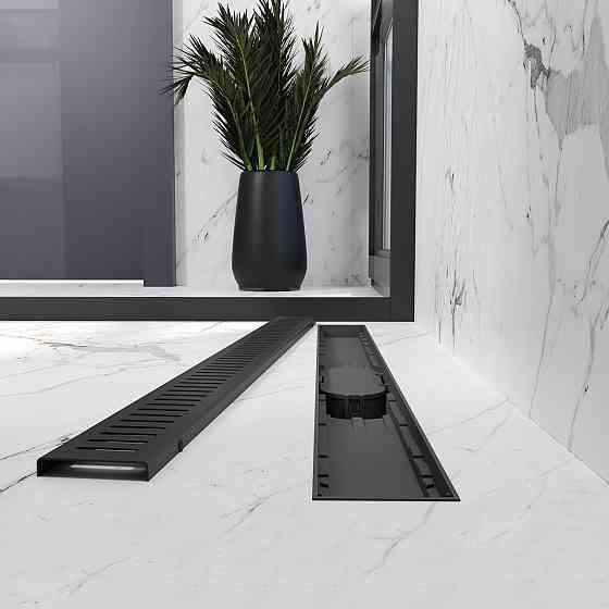 Трап лінійний AQUA 80cм та решіткою Line mattblack Київ