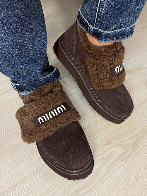 Черевики жіночі Hengji 88-6 на хутрі з липучкою замшеві коричневі, 39, 24,5 см Київ - фото 12