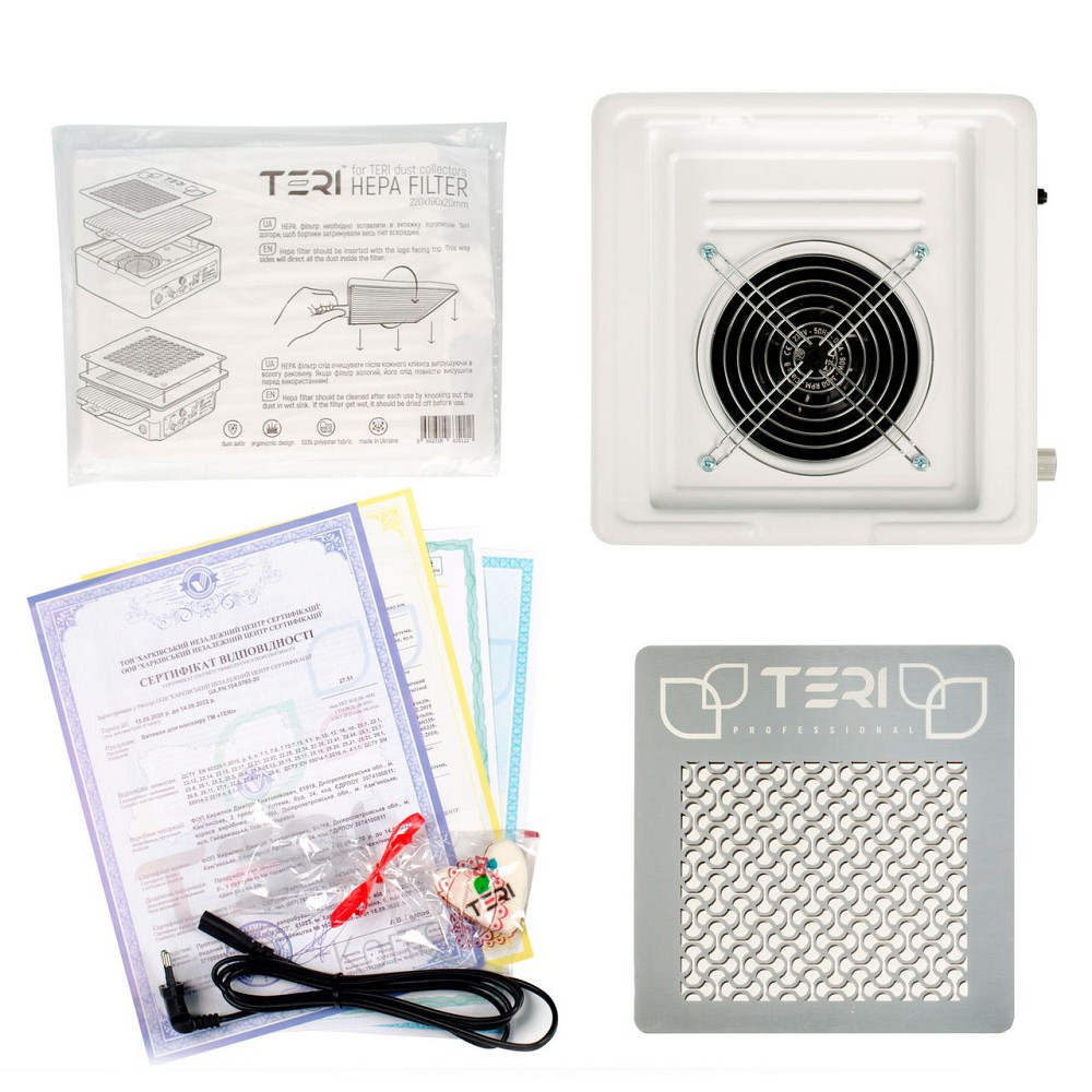 Настольная маникюрная вытяжка Teri Turbo M черная (решетка металлик) Киев - изображение 5