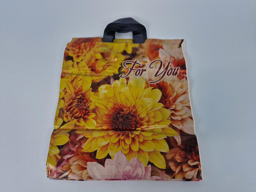 Пакет із петльовою ручкою спр п "Хризантеми For You" (38х42+3) 90 мк ДПА (50 шт) Харків - фото 1