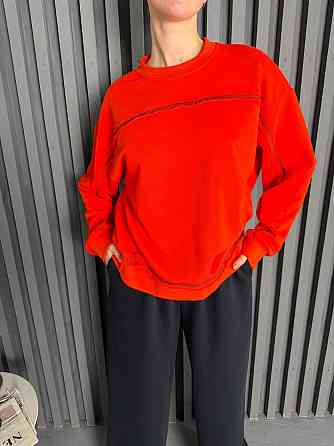 Женский стильный повседневный костюм из трехнитки диагональ Красный Одесса