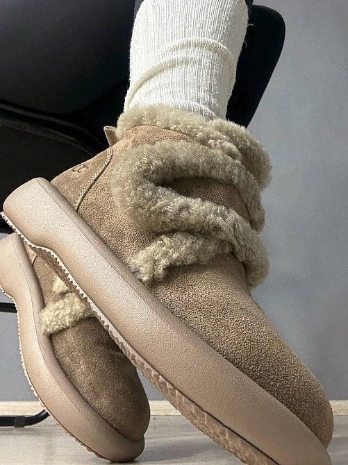 Ботинки женские Hengji 13-3 угги замшевые на меху с опушкой бежевые, 40, 25 см Киев - изображение 2