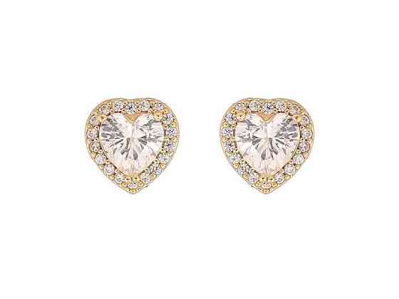 Сережки пусети Позолота 14K Кристальні серця (311574) ТМ XUPING Київ