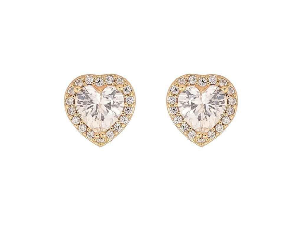 Сережки пусети Позолота 14K Кристальні серця (311574) ТМ XUPING Київ - фото 1