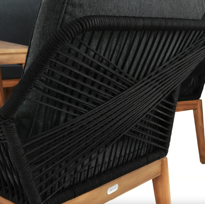 Комплект садових меблів для тераси двору балкона набір столу та стільців для відпочинку Di Volio Albenga чорний Київ - фото 4