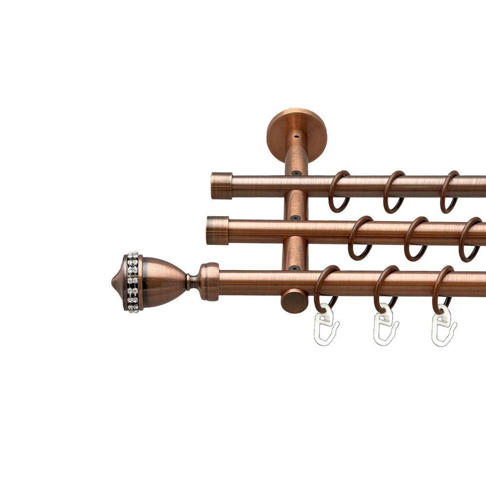 Карниз Orvit Етернія металевий трирядний циліндр (20 см) гладка труба кільце металеве Мідь 16\16\16 мм 300 см (00-00020356) Львів - фото 1