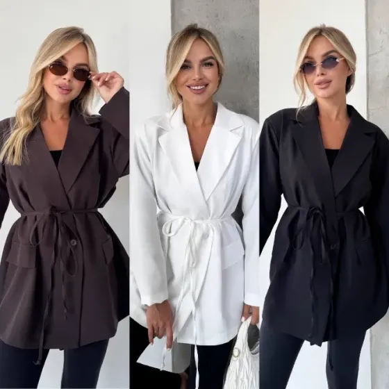 Женский пиджак с поясом - универсальная вещь для базового гардероба Одесса