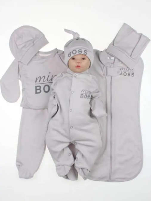 Комплект одежды для новорожденного мальчика 7 предметов + европелюшка Mini Boss размер 56 см Lari Серый Кривой Рог - изображение 2