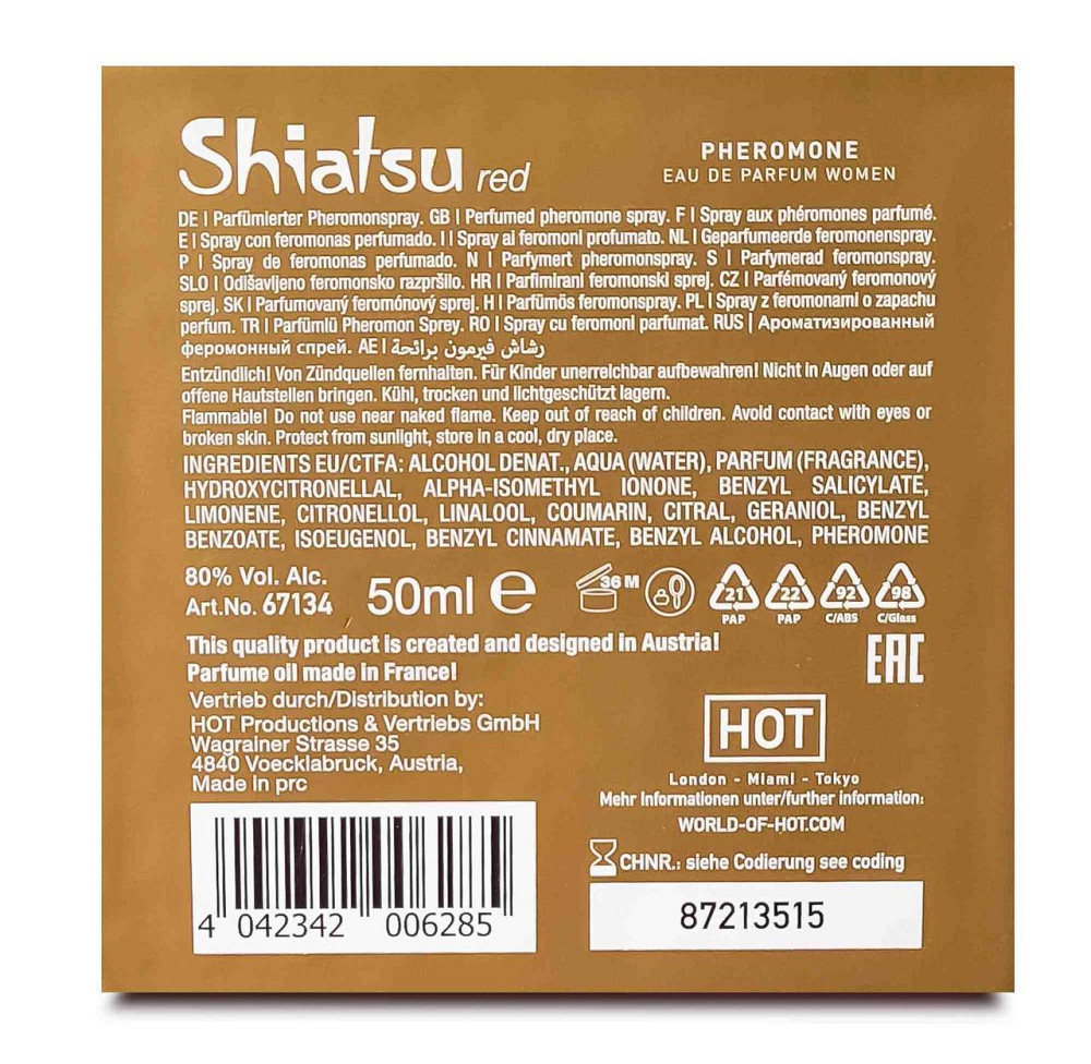 Духи с феромонами женские SHIATSU Pheromone Fragrance women red, 50 мл Sex Aura Київ - фото 6
