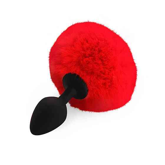 Силиконовая анальная пробка М Art of Sex - Silicone Bunny Tails Butt plug Red, диаметр 3,5 см Sex Aura Киев