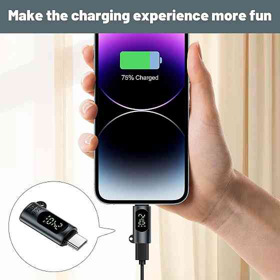 Адаптер USB-C с LED дисплеем 3 в 1 Micro USB↔USB-C / USB-A→USB-C кабель для MacBook iPad iPhone 15 серый Киев