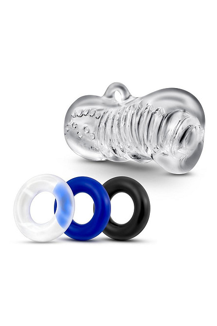 Набор мастурбатор и 3 эрекционных кольца Blush Quickie kit прозрачный Sex Aura Киев - изображение 1