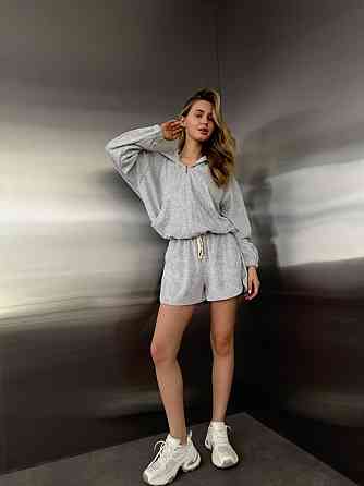 Жіночий повсякденний трендовий костюм із бавовняного велюру Меланж Одеса