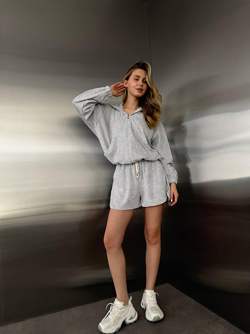 Жіночий повсякденний трендовий костюм із бавовняного велюру Меланж Одеса - фото 6