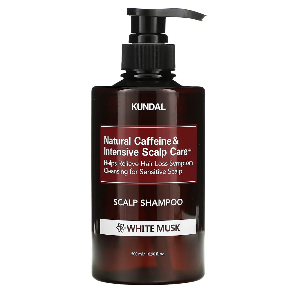 Шампунь с кофеином против выпадения волос Natural Caffeine & Intensive Scalp Care Shampoo White Musk Kundal 500 мл Киев - изображение 1