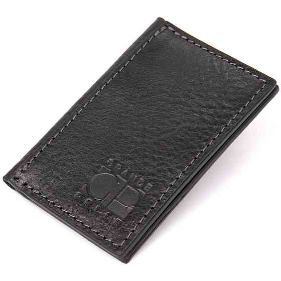 Шкіряна невелика візитниця GRANDE PELLE 11501 Чорний Київ