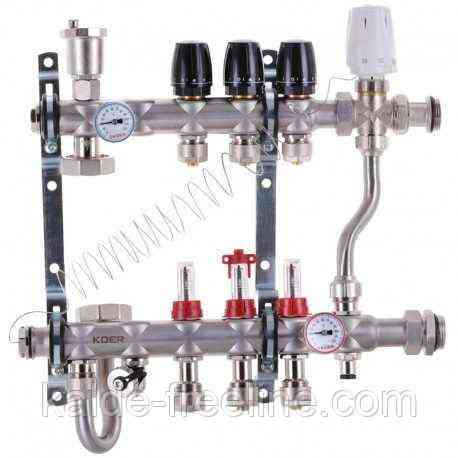 Колектор з триходовим клапаном 1013 нержавіюча сталь в зборі на 3 виходи Харків