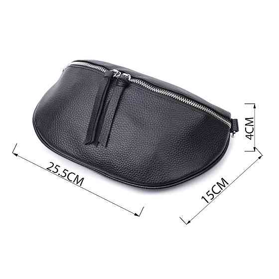 Шкіряна сумка для жінок у класичному кольорі через плече з міні гаманцем Vintage 22666 Чорна Київ