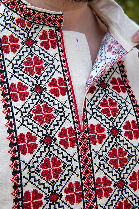 Вышиванка  мужская льняная, длинный рукав, натуральная,( лен ) топ Киев - изображение 3