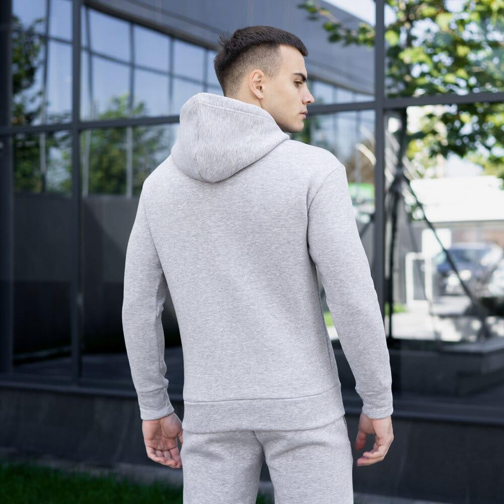 Тепле чоловіче худі на флісі з капюшоном сіре меланжеве Pobedov 007 ЗИМА Київ - фото 5