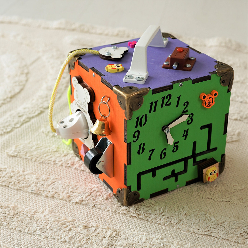 Маленький Бізікуб 15*15*15 Різнобарвний дитячий розвивальний куб міні Бізіборд Тернопіль - фото 5