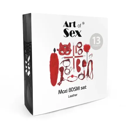 Набір Art of Sex - Maxi BDSM Set Leather, 13 предметів, натуральна шкіра, Чорний Львів