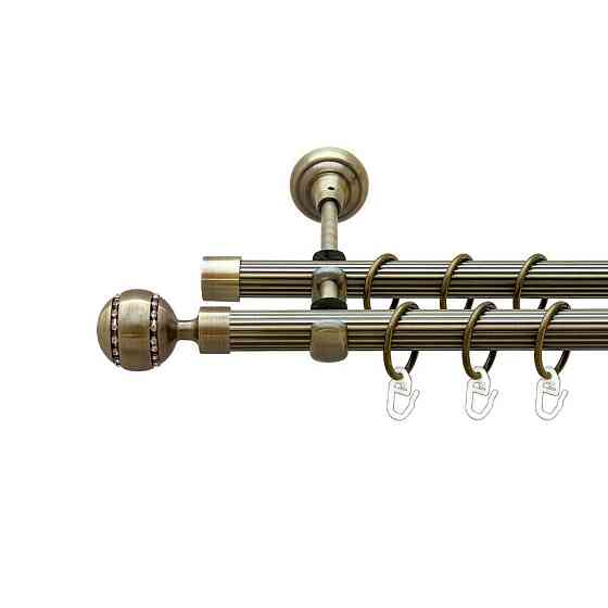 Карниз Orvit Аркадія металевий дворядний відкритий рифлена труба кільце металеве Антик 19\19 мм 200 см (00-00022054) Львів