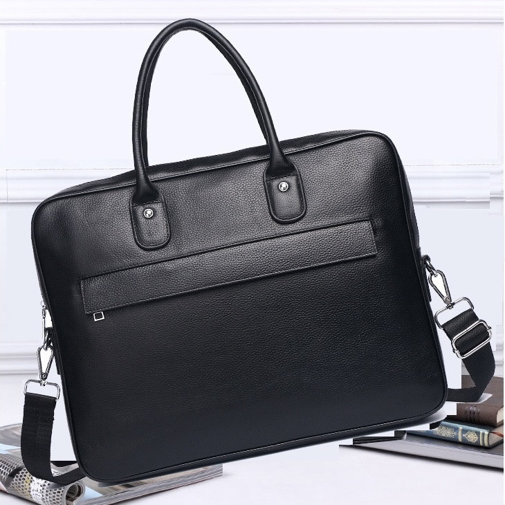 Кожаная мужская сумка для ноутбука 40х30х8, офисный деловой портфель Tiding Bag M364A черный Каменское - изображение 12