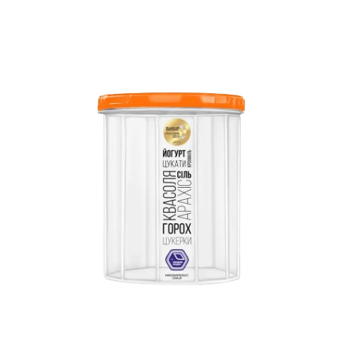 Ємність для сипучих продуктів 1л прозорий/помаранч Народний продукт Житомир