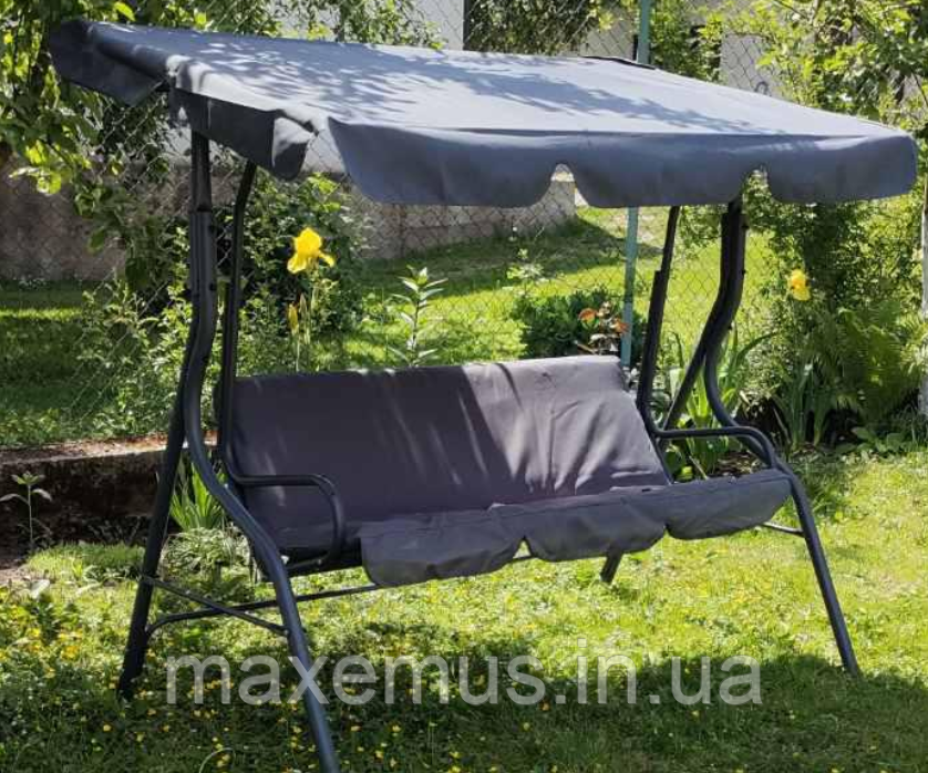 Садовые качели Bonro Relax для сада и дачи 3-х местная качели с навесом серая Мостиска - изображение 20