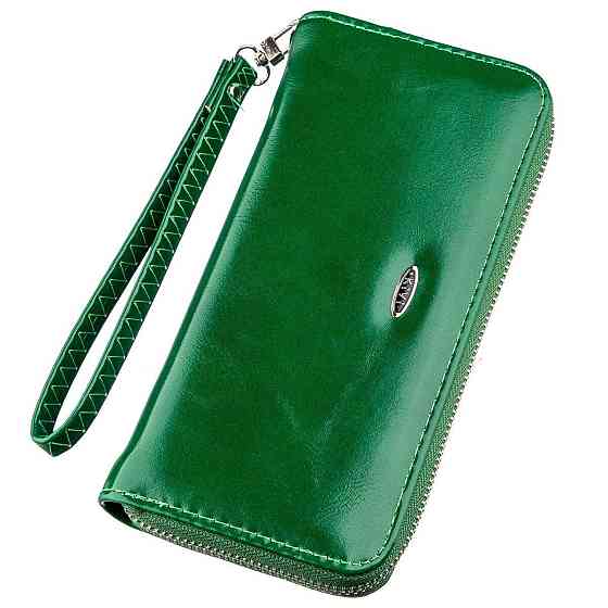 Кошелек женский на одну молнию из экокожи гладкий KIVI 19034 Зеленый Киев