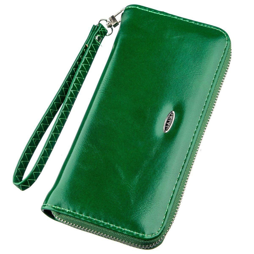 Гаманець жіночий на одну блискавку з екокожі гладкий KIVI 19034 Зелений Київ - фото 5