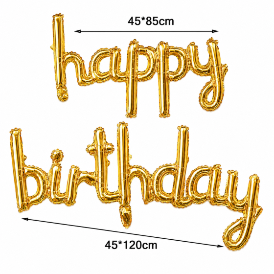 Шарики-буквы Happy Birthday, золотой слим Киев