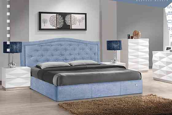 Ліжко Двоспальне Scarlett VIP 160 х 200 см Jeans З додатковою металевою цільнозварною рамою Синій Дніпро