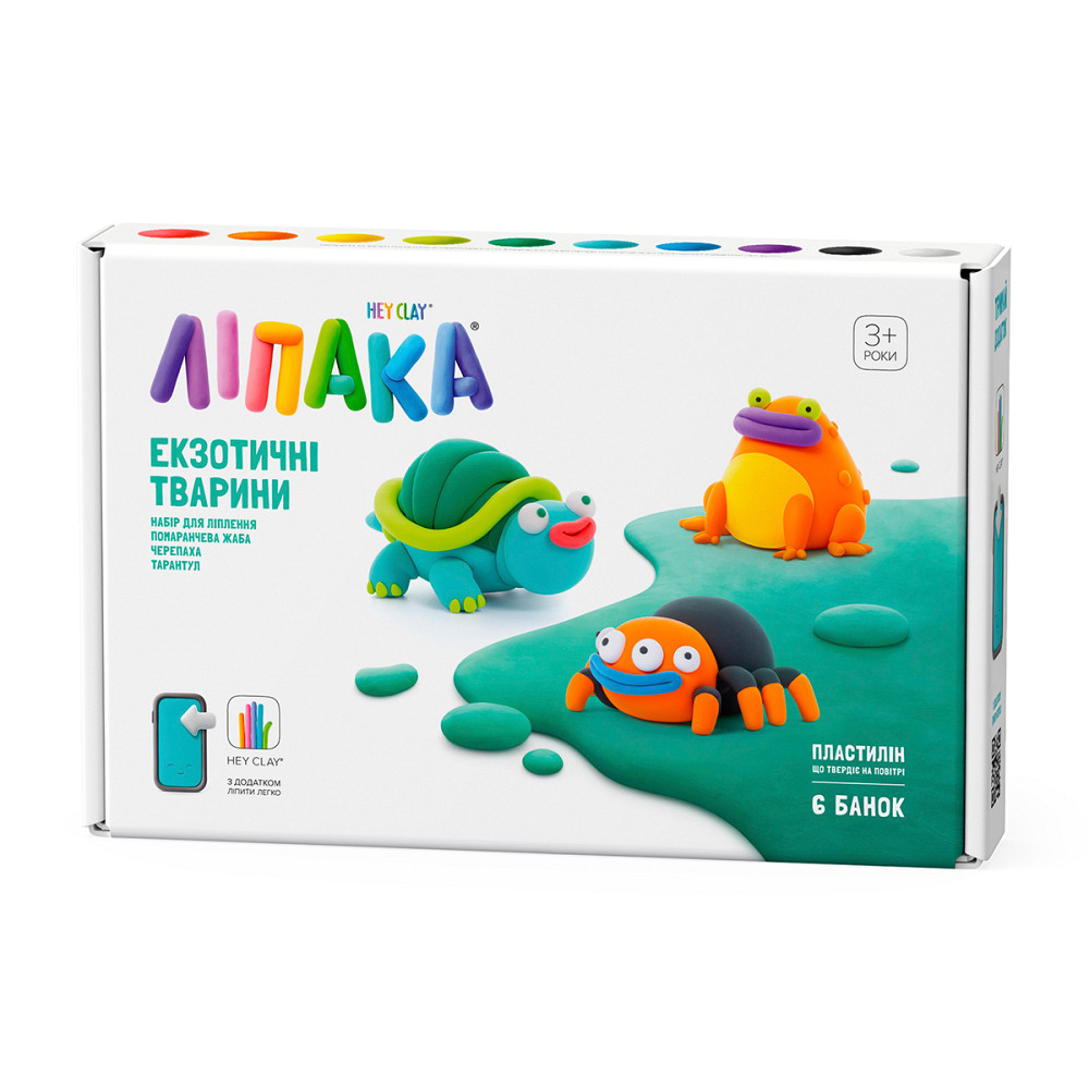 Набір пластиліну, що самостійно твердіє, Ліпака - Тарантул, Черепаха, Помаранчева жаба Дніпро - фото 1