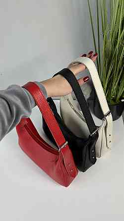 Женская кожаная сумочка, Стильная сумка из натуральной кожи, Маленькая бежевая сумка на плечеMasterSem Киев