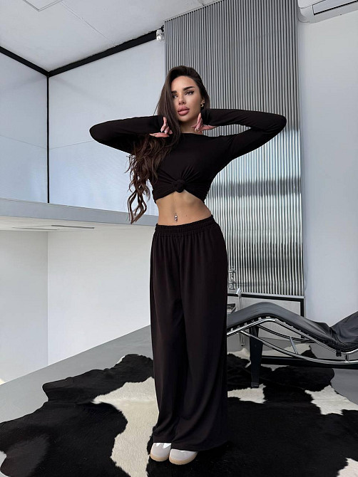 Женский прогулочный костюм двойка трикотаж термо Шоколад Одесса - изображение 1