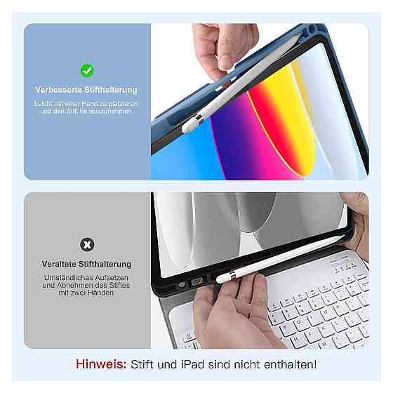 Чохол з клавіатурою Vobafe для iPad 10 10.9'' та iPad A16 11'' синій Bluetooth магнітна знімна клавіатура 7 кольорів USB-C TPU Київ