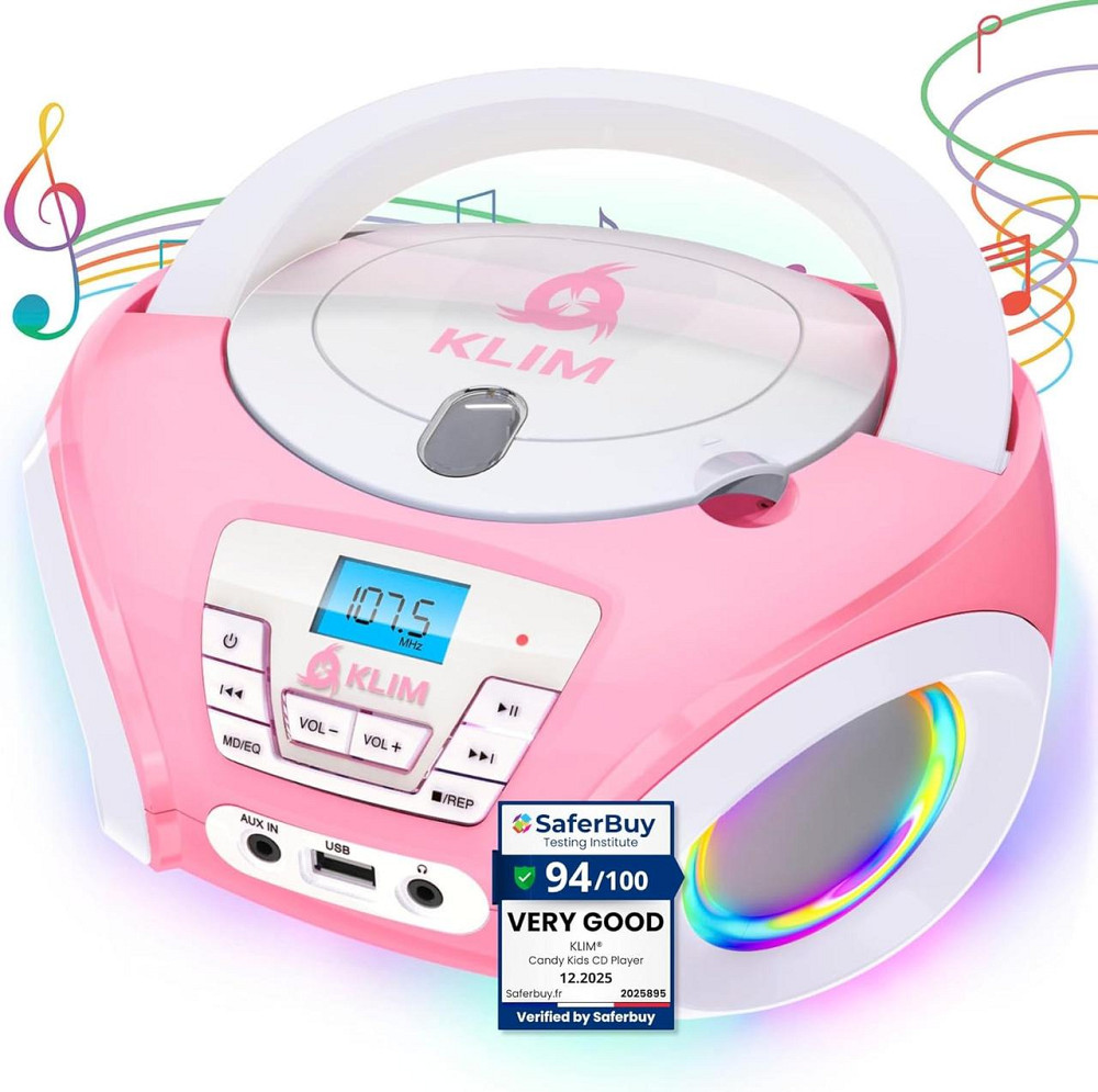 Портативний CD-програвач KLIM Candy Kids – бумбокс нової версії з FM-радіо USB та динаміками Дніпро - фото 1