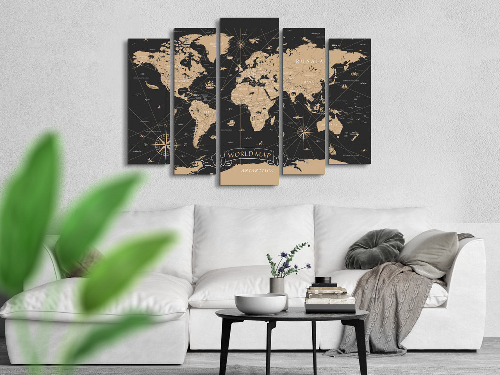 Модульна картина у вітальню / спальню Карта світу коричнева Art-441_5 ( 80х118см ) Київ - фото 2