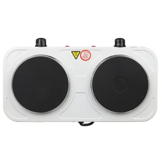 Електроплита настільна STENSON ME-0014 біла 2 чавунні конфорки по 1000 Вт двоконфоркова електрична плита з дисковим теном Київ