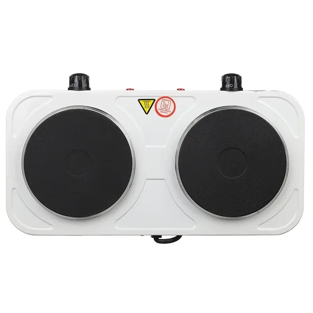 Електроплита настільна STENSON ME-0014 біла 2 чавунні конфорки по 1000 Вт двоконфоркова електрична плита з дисковим теном Тернопіль - фото 2