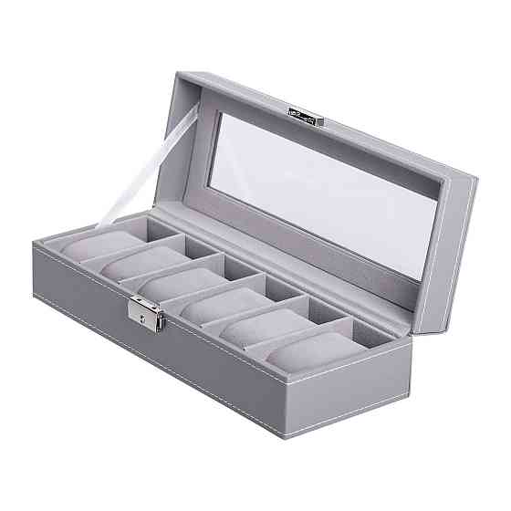 Шкатулка для наручных часов 30×11×8 см из эко кожи на 6 отсеков HP-5-3 Киев