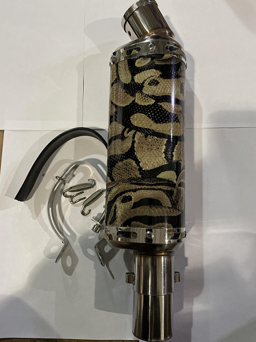 Глушник (тюнінг) 235 * 88mm, кріп. Ø48mm (нержавіюча сталь, овал, карбон сірий, прямоток) Київ - фото 1