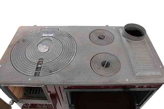 Піч-кухня на дровах Hosseven 4011 з духовкою та варильною поверхнею 6 кВт до 40 м2 емальована піч Туреччина Київ