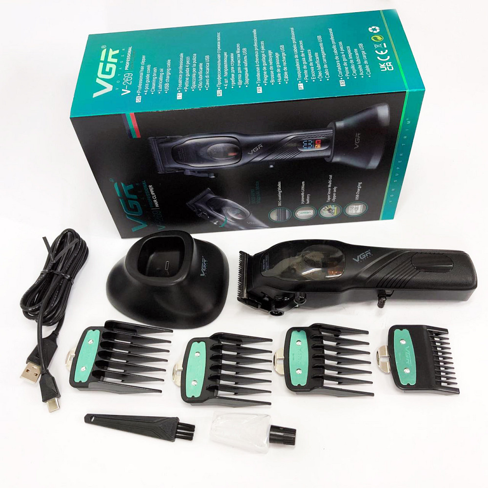 Акумуляторна машинка для стрижки волосся з насадками VGR V-269, Миюча машинка для стрижки RK-99 Львів - фото 11
